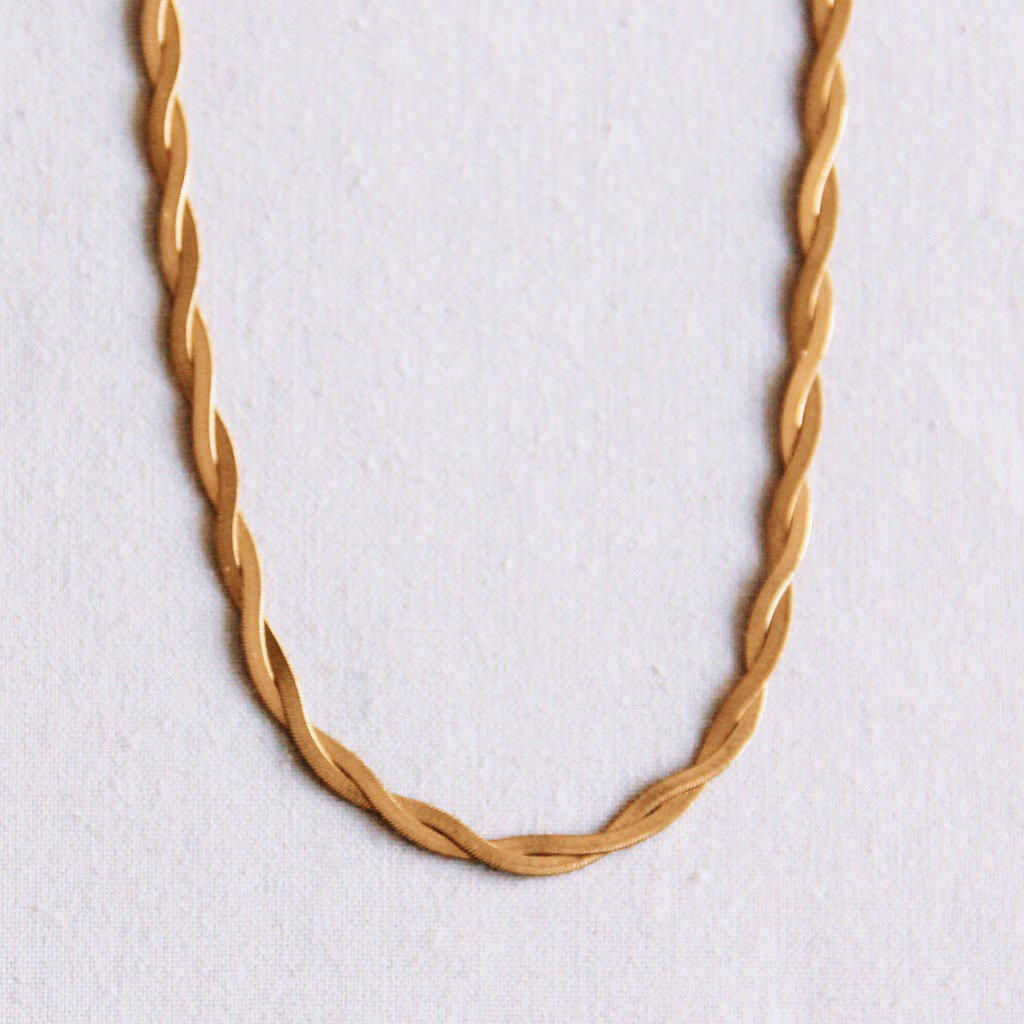Gevlochten "Snake" ketting - goudkleur