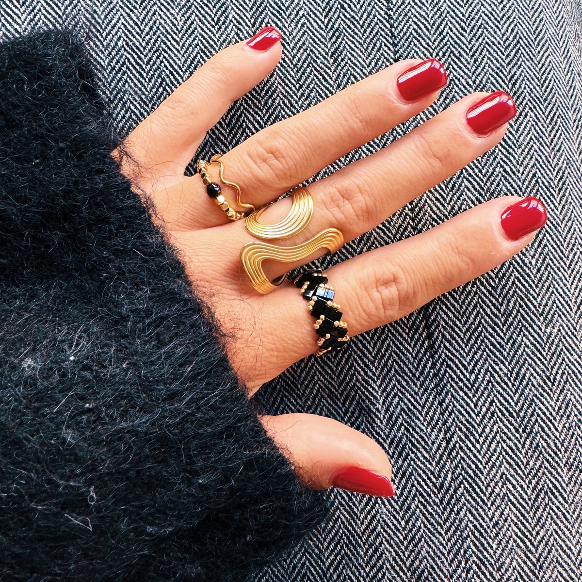 Statement Retro gestreepte XL ring - goud