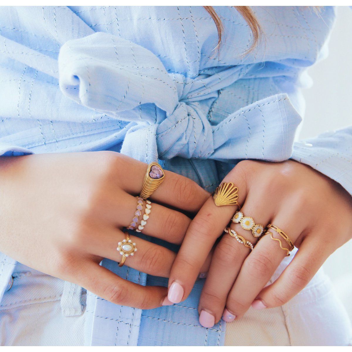 RVS minimalistische ring met hartje - goud