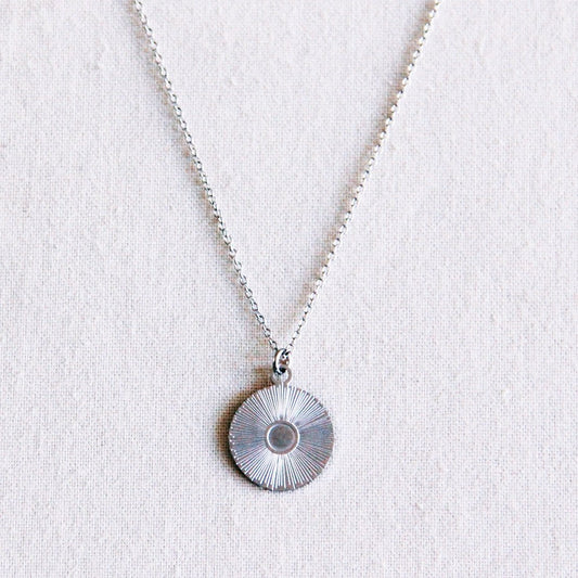 Edelstalen fijne ketting met ronde fantasiebedel - zilver