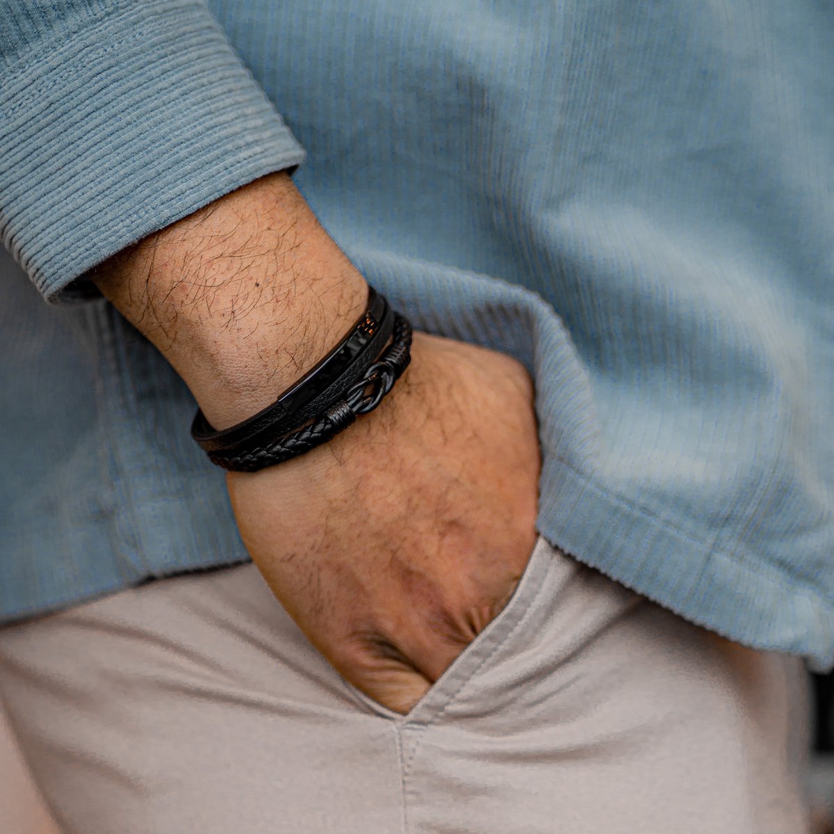 Leren armband "Trots" Zwart