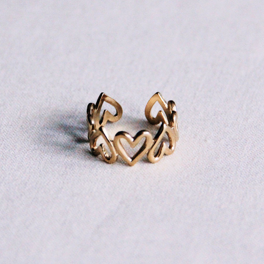 RVS verstelbare ring met hart β goud