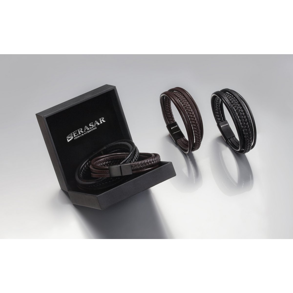 Leren armband "Vlecht"