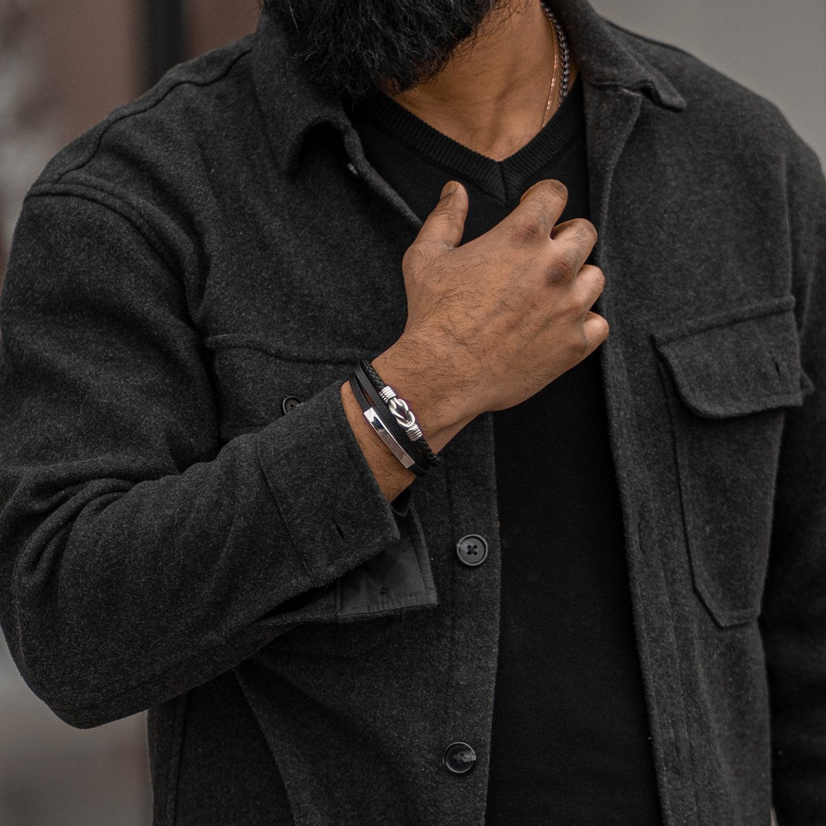 Leren armband "Trots" Zilver