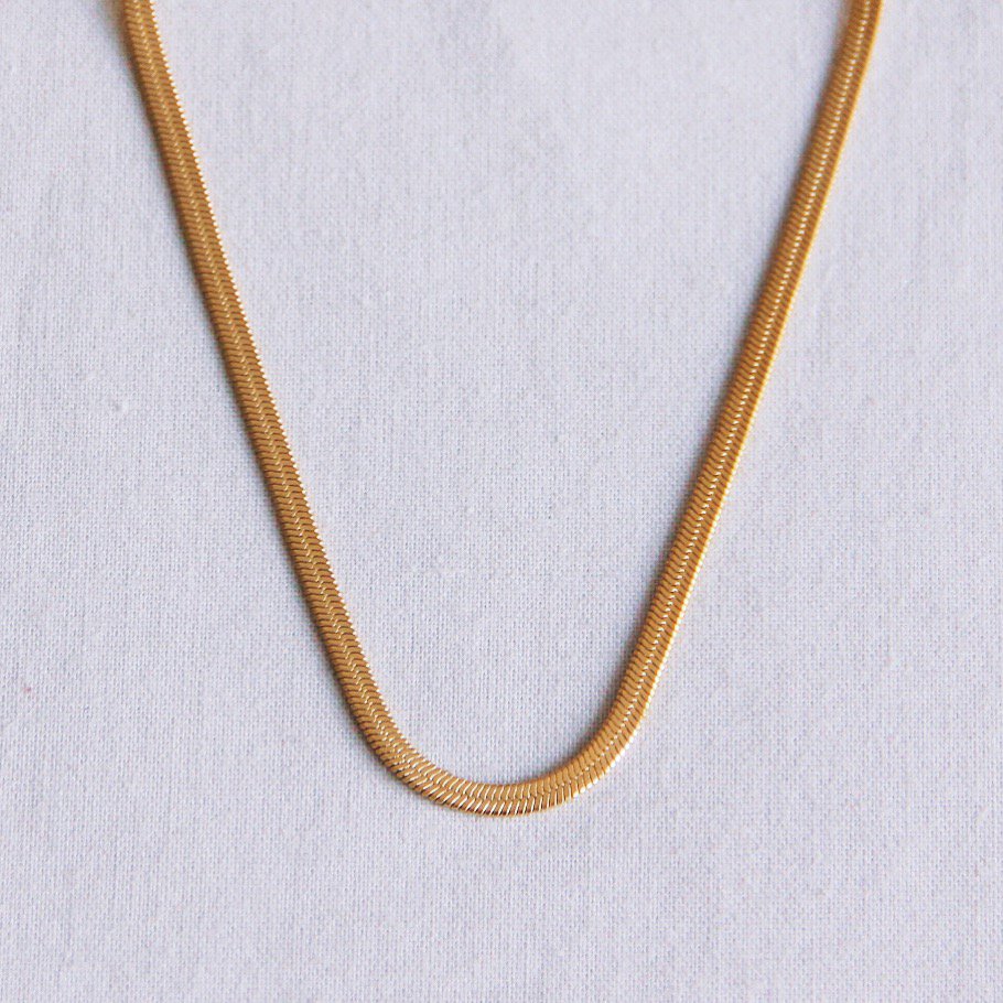 Platte “Snake” ketting 3mm - goudkleur