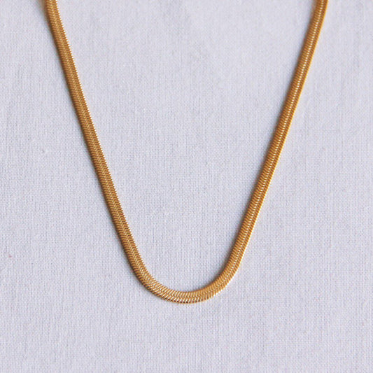 Platte “Snake” ketting 3mm - goudkleur