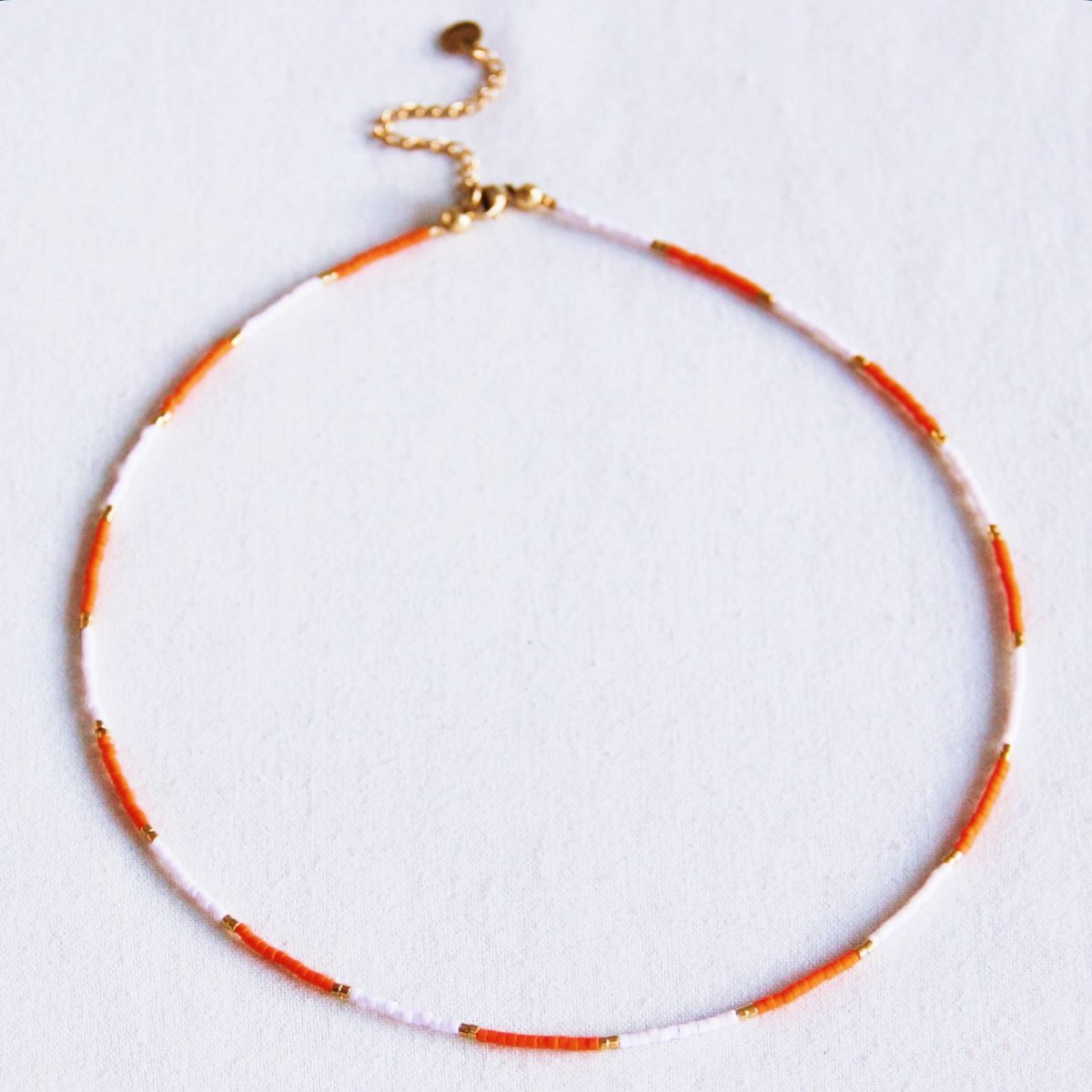 Kralen ketting oranje/paars