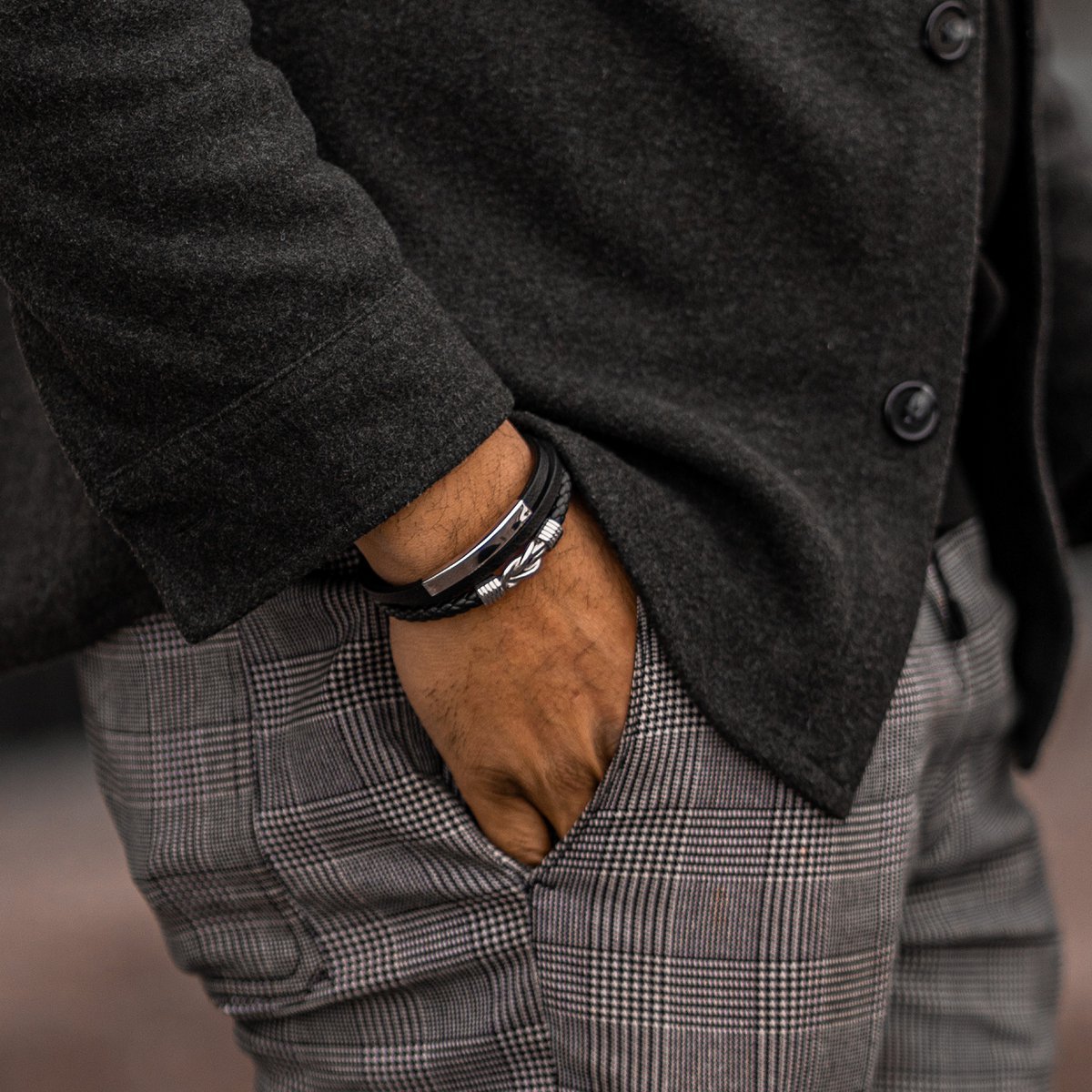 Leren armband "Trots" Zilver