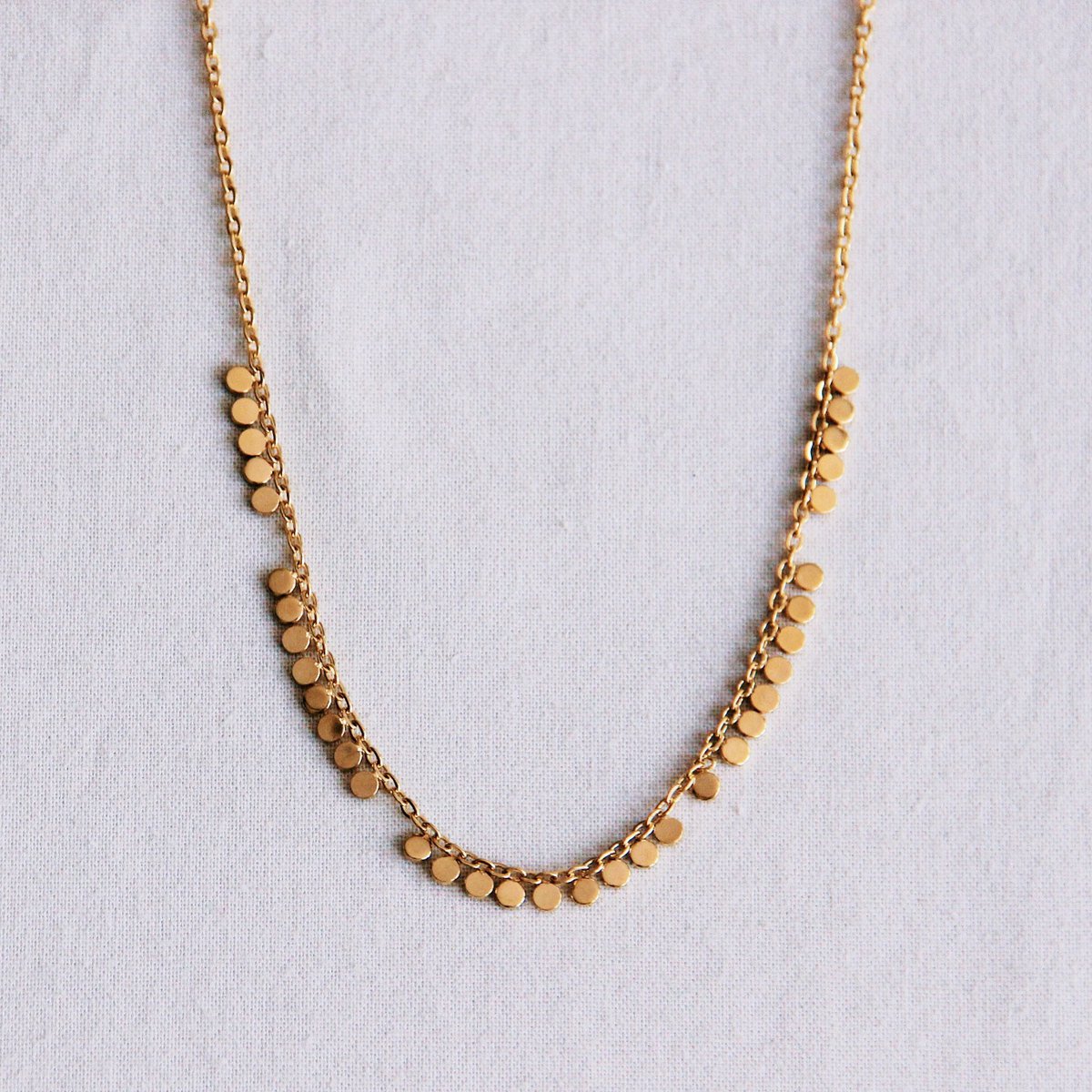 Edelstalen fijne muntketting - goud