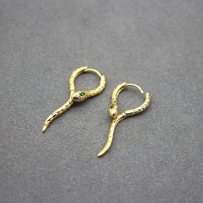 Unieke groene -eye cobra -ontwerp oorbellen - goud n zilver