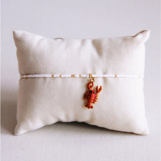 Miyuki Anklet met kreeft - wit