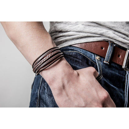 Leren armband "Vlecht"