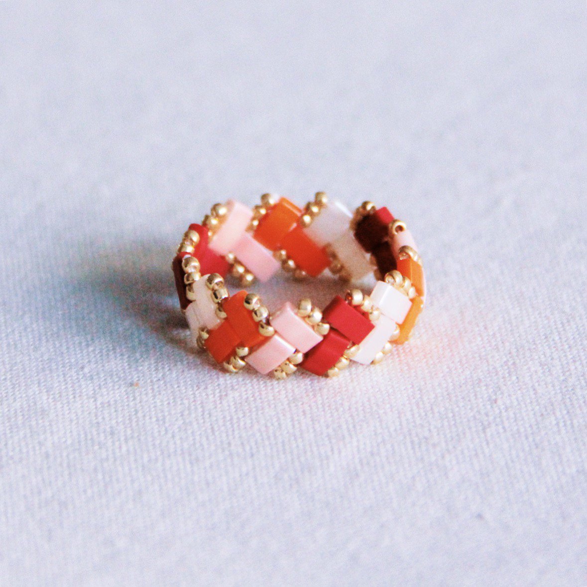 Tilabead Ring - Salmon/Orange/Bordeaux