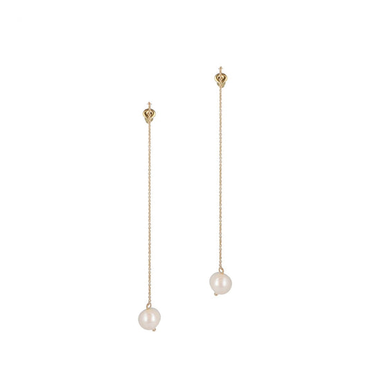 Cream Pearl String Earrings