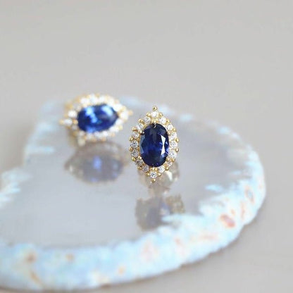Saffierlook blauwe kristallen oorbellen