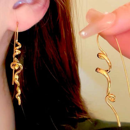 Minimalistische Swirl Line Drop Earring