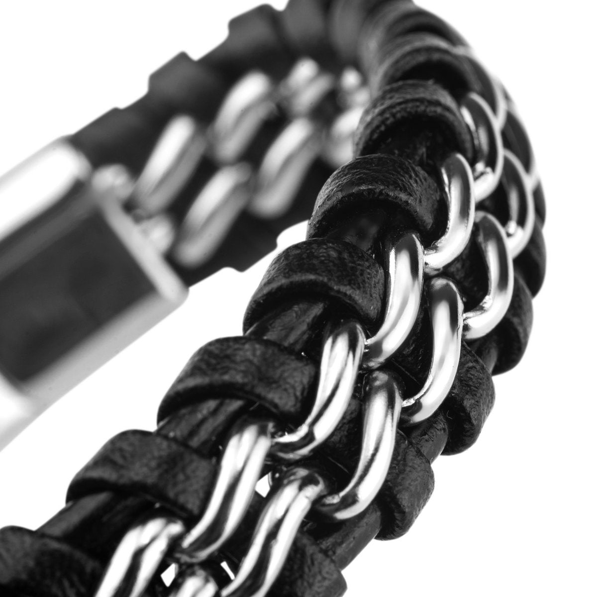 Leren armband "Staal"