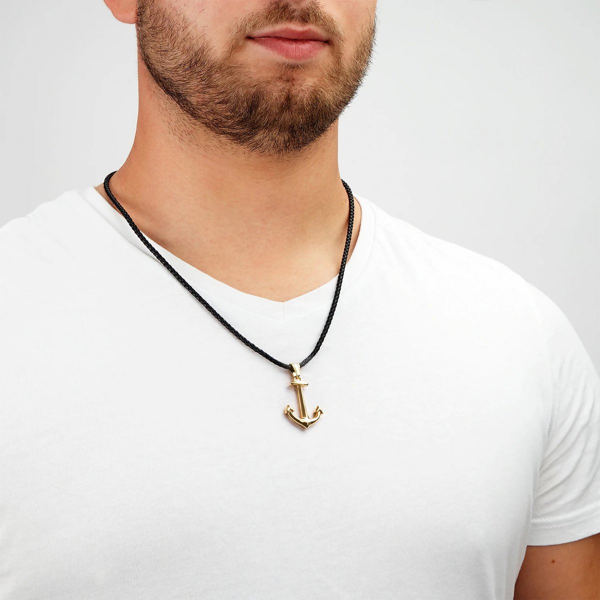 Leren ketting "Anker"