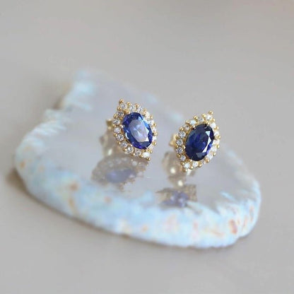 Saffierlook blauwe kristallen oorbellen