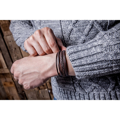 Leren armband "Vlecht"