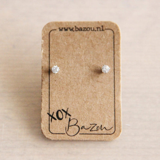OS405 - RVS mini oorstekers met strass - zilver