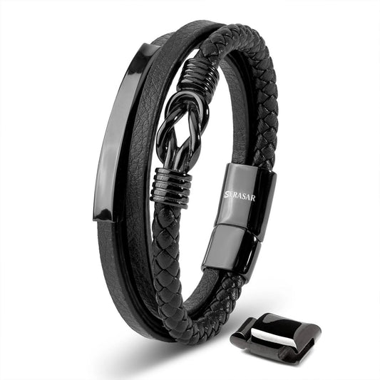 Leren armband "Trots" Zwart