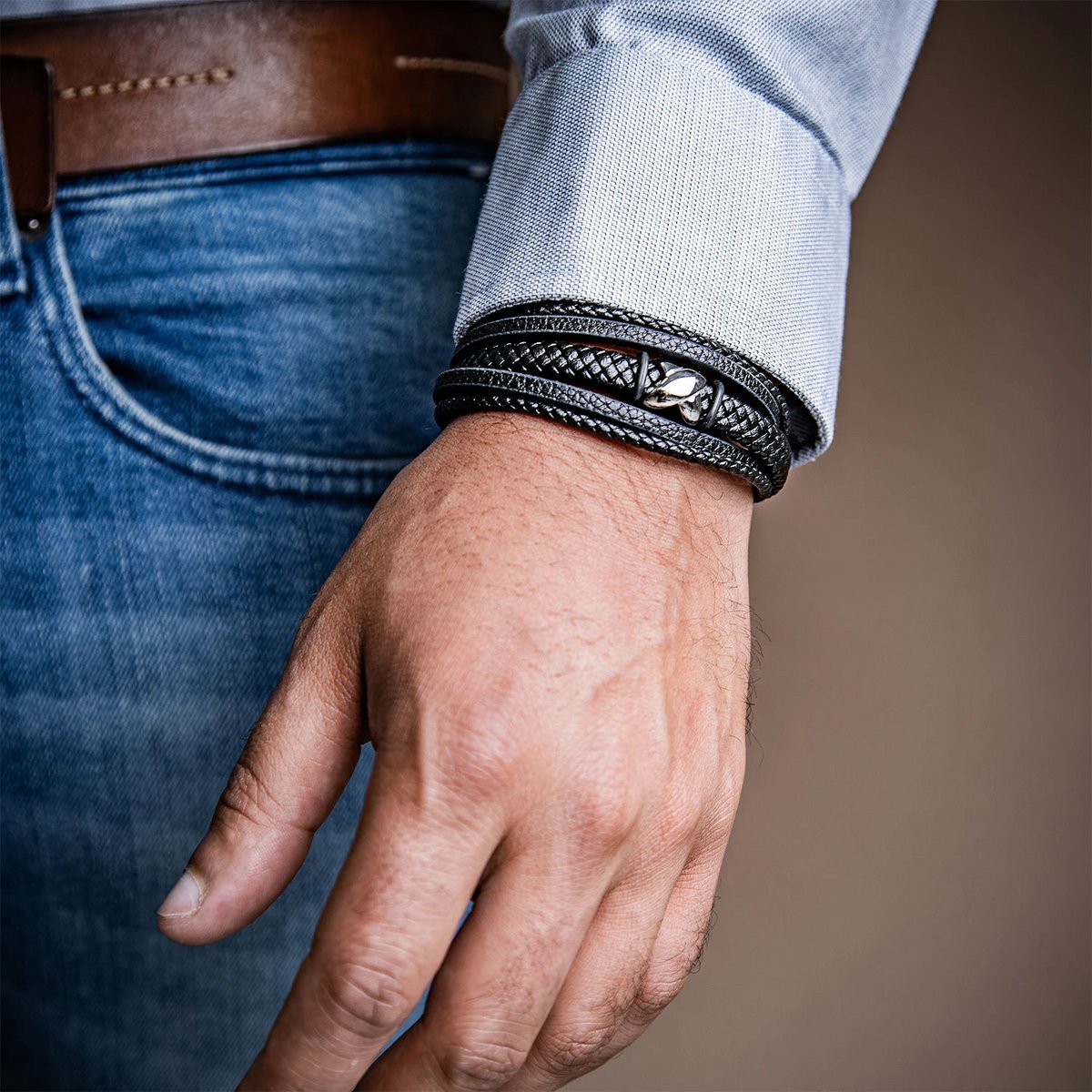 Leren armband "Flake"